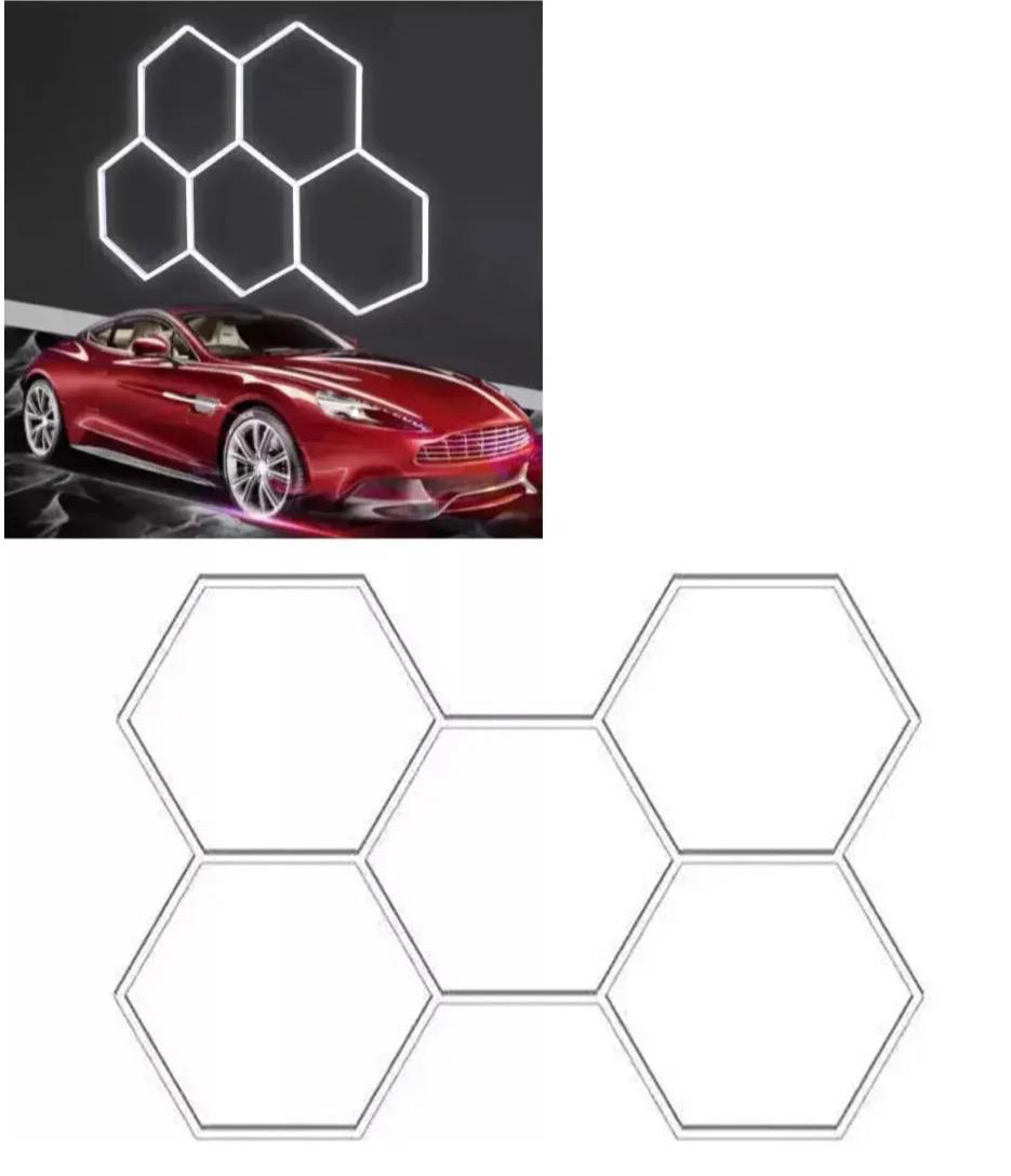 Lampara LED hexagonal de techo para talleres, gimnasios y barberias  192W 6500K