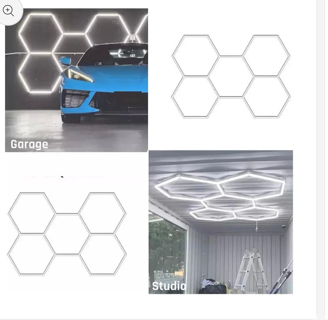 Lampara LED hexagonal de techo para talleres, gimnasios y barberias  192W 6500K