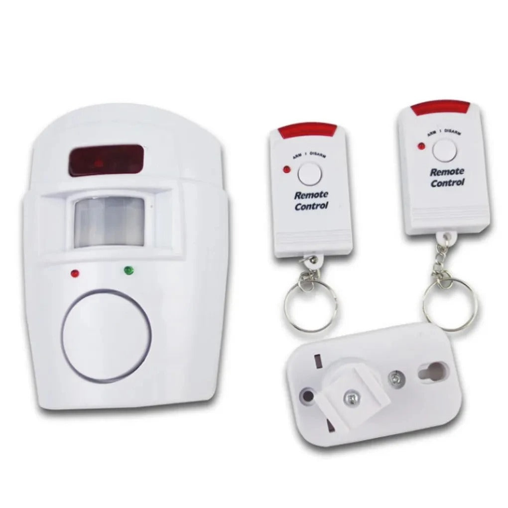 Alarma Sirena Con Sensor De Movimiento 2 Controles 105 Db Blanco