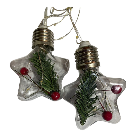 AMPOLLETA NAVIDEÑA LED CON CARGA SOLAR ESTILO GUIRNALDA ESTRELLA TRANSPARENTE