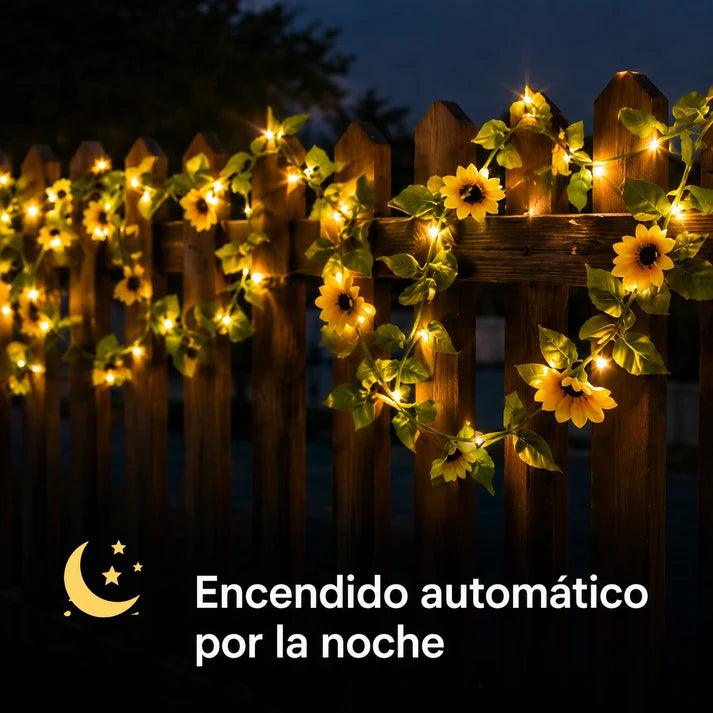 Guirnalda Solar Girasol 5m Luz Cálida para Jardín