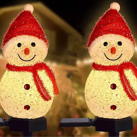 ESTACA SOLAR LED LUZ CÁLIDA ESTILO MUÑECO DE NIEVE