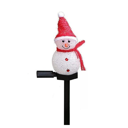 ESTACA SOLAR LED LUZ CÁLIDA ESTILO MUÑECO DE NIEVE
