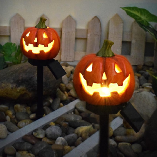 ESTACA SOLAR LED CALABAZA HALLOWEEN LUZ CÁLIDA