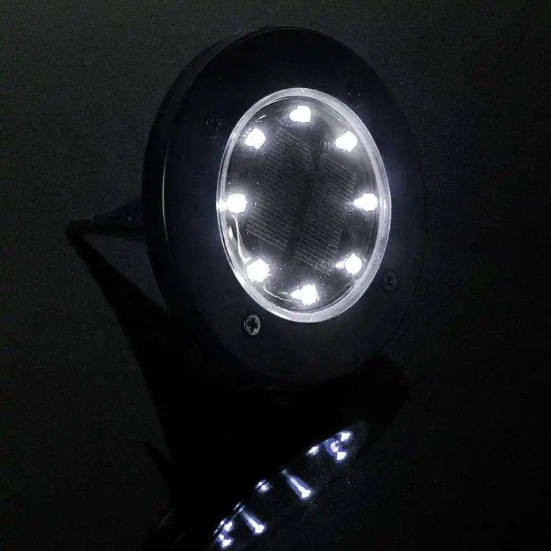 FOCO SOLAR 8 LED DE JARDÍN CON ESTACA LUZ CALIDA / FRIA ( PACK 4 UNDS )