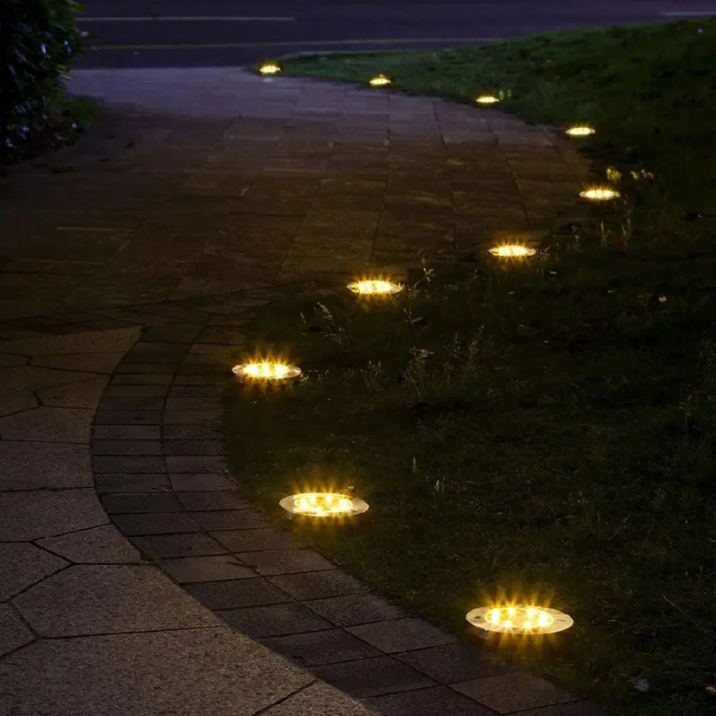 FOCO SOLAR 8 LED DE JARDÍN CON ESTACA LUZ CALIDA / FRIA ( PACK 4 UNDS )