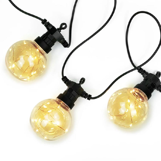 GUIRNALDA SOLAR AMPOLLETAS LED LUZ CÁLIDA 3500K