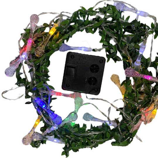 LUZ SOLAR NAVIDEÑA LED ESTILO HOJAS Y GOTAS