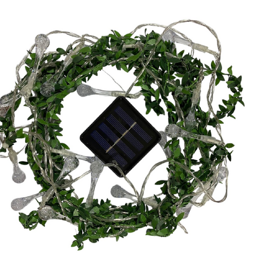 LUZ SOLAR NAVIDEÑA LED ESTILO HOJAS Y GOTAS