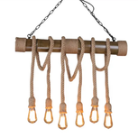 LÁMPARA COLGANTE PREMIUM BAMBÚ TEJIDO RÚSTICA (CON AMPOLLETAS)