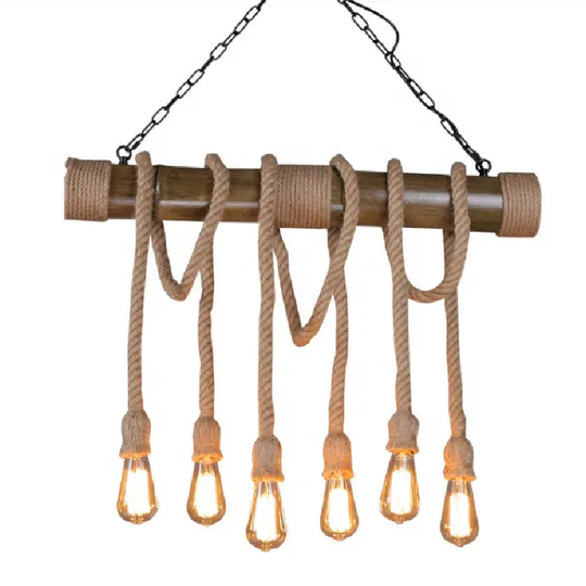 LÁMPARA COLGANTE PREMIUM BAMBÚ TEJIDO RÚSTICA (CON AMPOLLETAS)