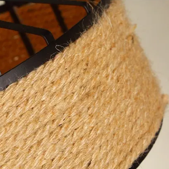 LÁMPARA COLGANTE ALUMINIO Y CÁÑAMO ESTILO VINTAGE (CON AMPOLLETAS)