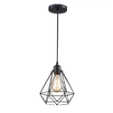 LÁMPARA COLGANTE ESTILO JAULA DIAMANTE DE HIERRO (CON AMPOLLETAS)
