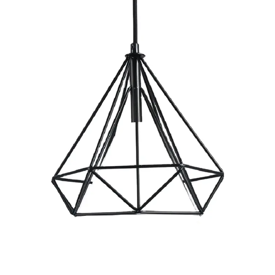 LÁMPARA COLGANTE ESTILO JAULA DIAMANTE DE HIERRO (CON AMPOLLETAS)