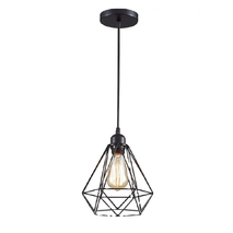 LÁMPARA COLGANTE ESTILO JAULA DIAMANTE DE HIERRO (CON AMPOLLETAS)