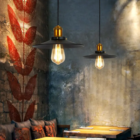 LÁMPARA COLGANTE ESTILO INDUSTRIAL VINTAGE DE HIERRO (CON AMPOLLETAS)