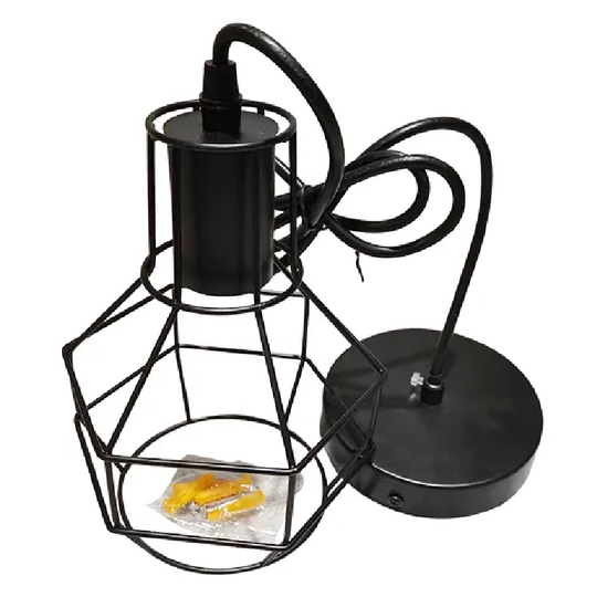 LÁMPARA COLGANTE ESTILO INDUSTRIAL TIPO ARAÑA DE HIERRO (CON AMPOLLETAS)