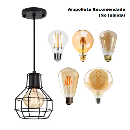 LÁMPARA COLGANTE ESTILO INDUSTRIAL TIPO ARAÑA DE HIERRO (CON AMPOLLETAS)