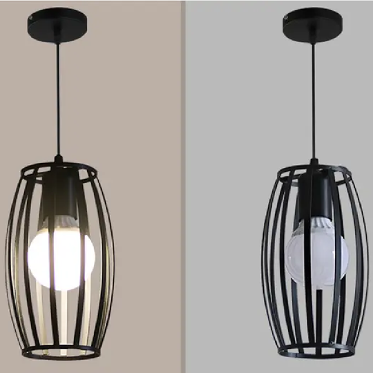LÁMPARA COLGANTE ESTILO JAULA DE HIERRO (CON AMPOLLETAS)