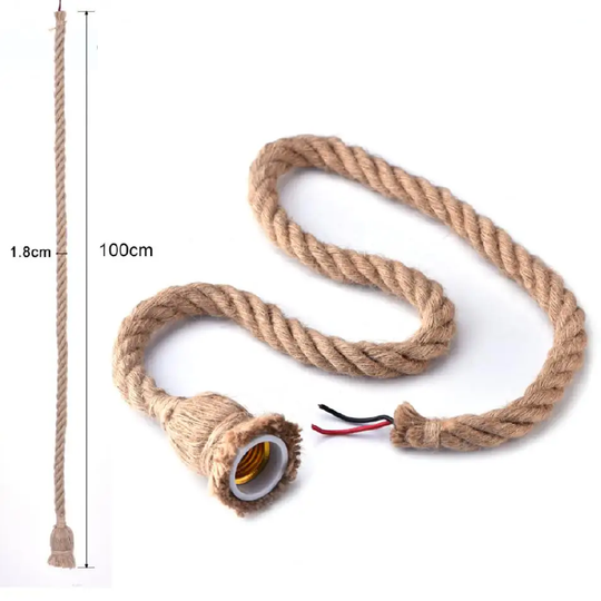 LÁMPARA COLGANTE RÚSTICA ESTILO SOGA SIMPLE (CON AMPOLLETAS)