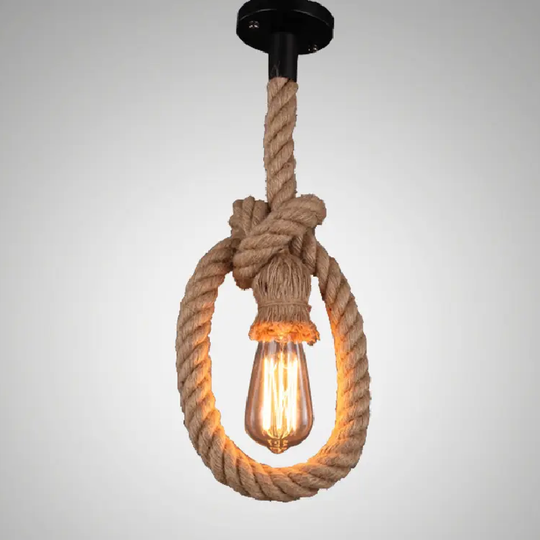 LÁMPARA COLGANTE RÚSTICA ESTILO SOGA SIMPLE (CON AMPOLLETAS)
