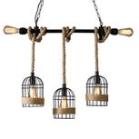 LÁMPARA COLGANTE RÚSTICA ESTILO JAULA (CON AMPOLLETAS)