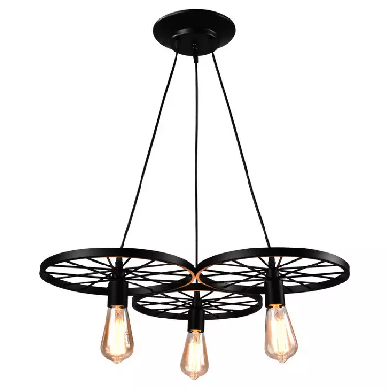 LÁMPARA COLGANTE RUEDAS ESTILO CANDELABRO (CON AMPOLLETAS)