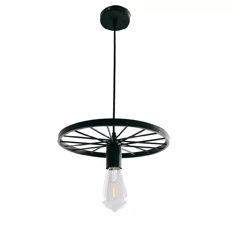 LÁMPARA COLGANTE RUEDAS ESTILO CANDELABRO (CON AMPOLLETAS)