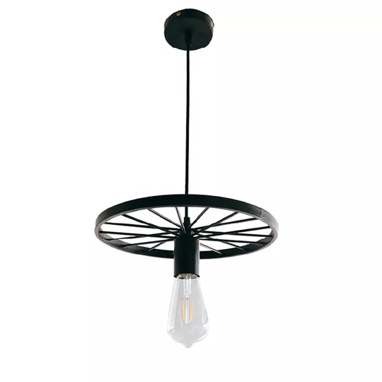 LÁMPARA COLGANTE RUEDAS ESTILO CANDELABRO (CON AMPOLLETAS)