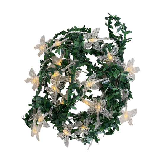 LUZ SOLAR NAVIDEÑA LED ESTILO DECORACIÓN HOJAS Y MARIPOSAS 6MTS.