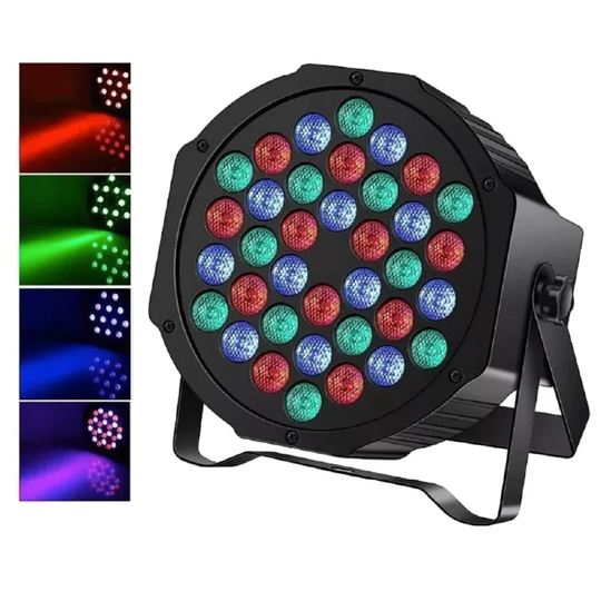 FOCO DISCO MINILED CON LUCES RGB 36DMX ALTO BRILLO