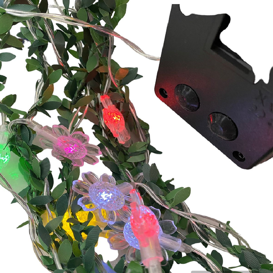 LUZ SOLAR NAVIDEÑA LED ESTILO DECORACIÓN HOJAS Y FLORES 6MTS.
