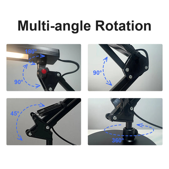 Lámpara De Escritorio Con Brazo Oscilante Luces Led 3angulos