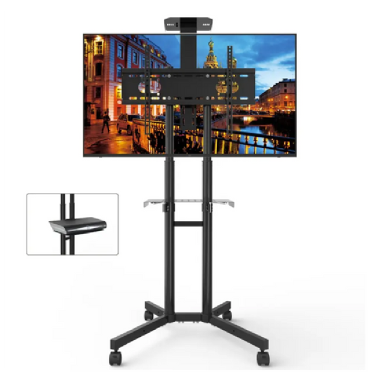 SOPORTE CON ESTANTE PARA TV AJUSTABLE CON RUEDAS 32" A 70"